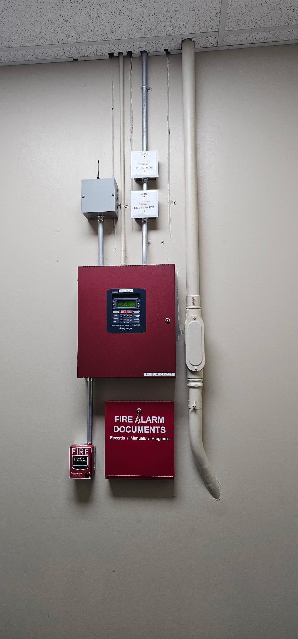 Commercial fire alarm control panel installation for a Michigan property